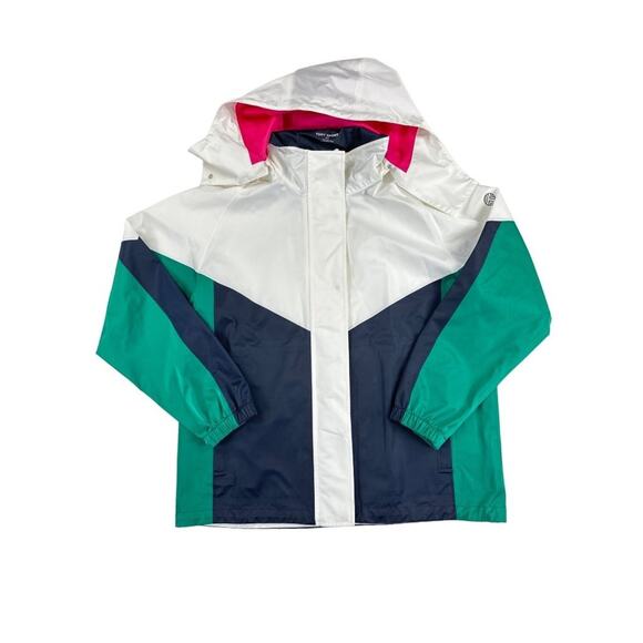 Tory Burch Sport - Waterproof Raincoat Tech-Satin Performance Hooded Jacket in W - Picture 1 of 8